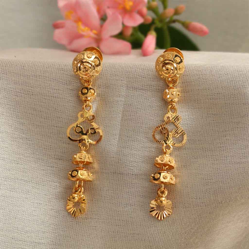 22K Gold Earrings For Women - 235-GER14197 in 2.600 Grams